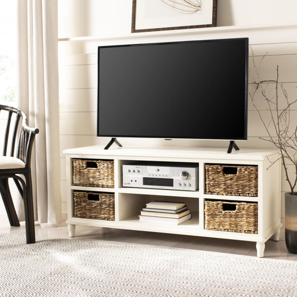 Safavieh Medienstand aus Kiefer/Mdf, Weiß style modern Beige Holz