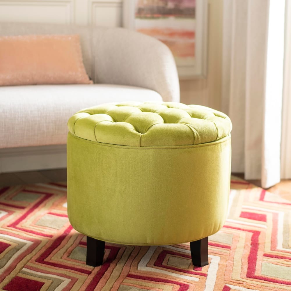 Safavieh Osmanische Hocker aus Eichenholz/100% Polyester, Spargelgrün style classic chic - -