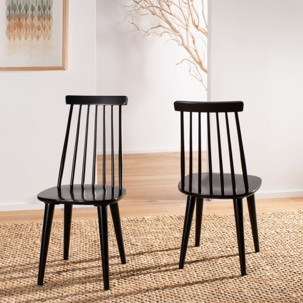 Ensemble de 2 chaises de salle à manger en 100% bois d'hévéa, noir Ensemble de 2 chaises de salle à manger en 100% bois d'hévéa, noir