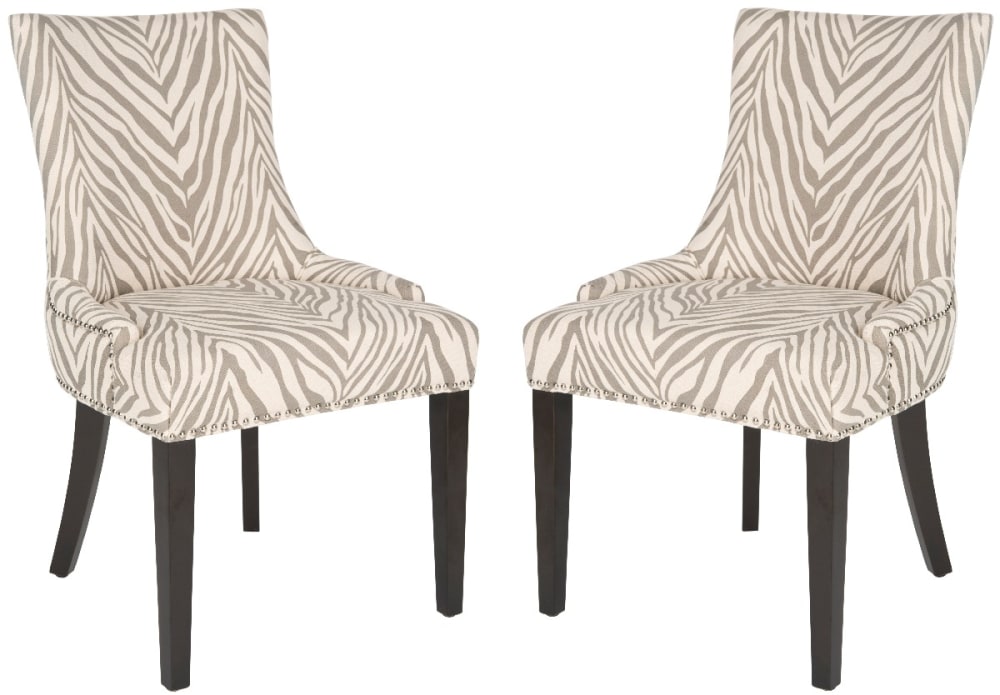 Ensemble de 2 chaises de salle à manger en bois de bouleau, zèbre gris Ensemble de 2 chaises de salle à manger en bois de bouleau, zèbre gris