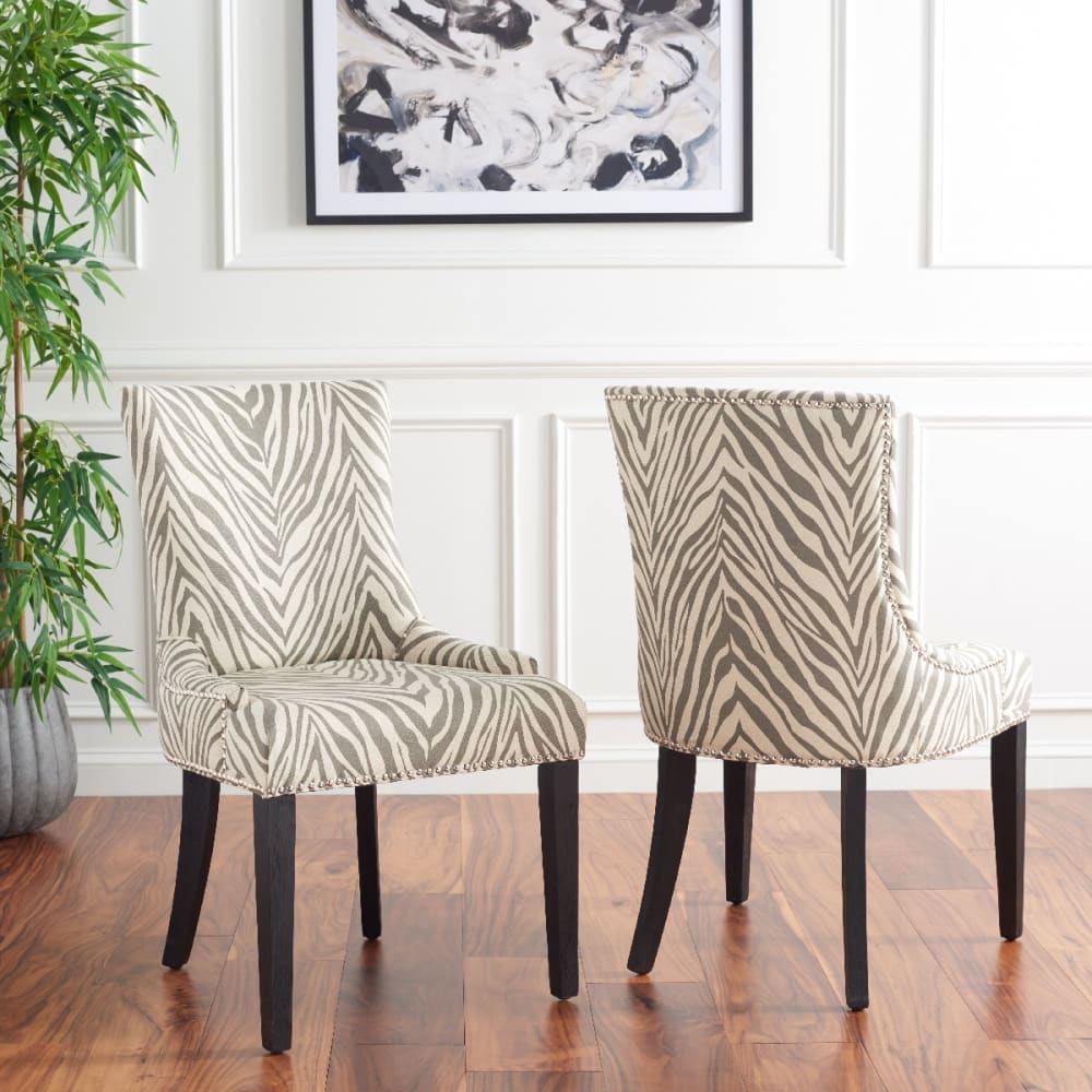 Ensemble de 2 chaises de salle à manger en bois de bouleau, zèbre gris
