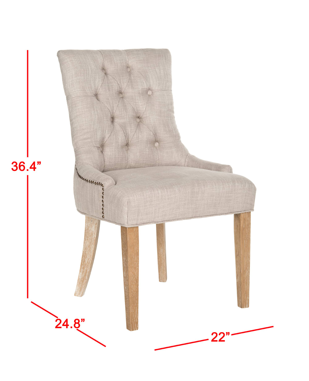 2er-Set esszimmerstühle aus Birkenholz/Polyester, Grau - Maisons