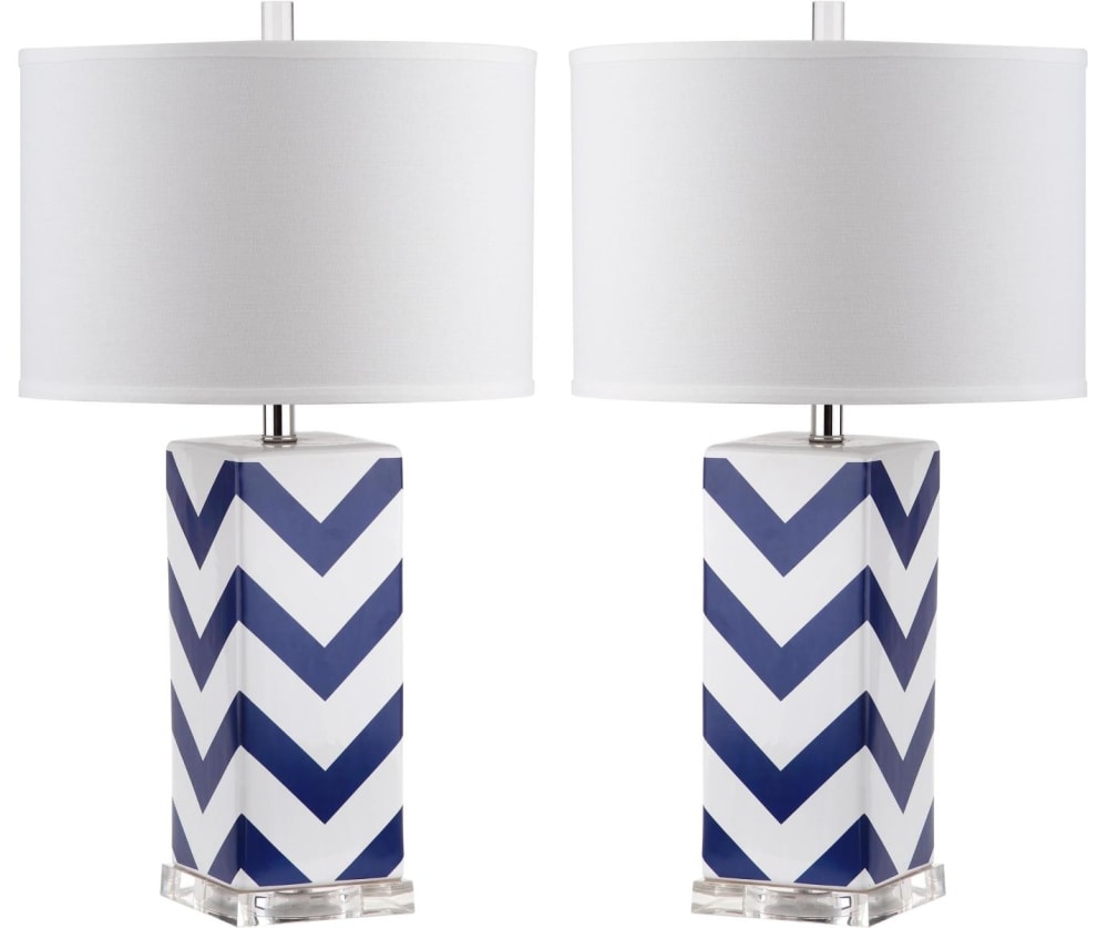 Ensemble de 2 lampes de table en ceramique bleu marine