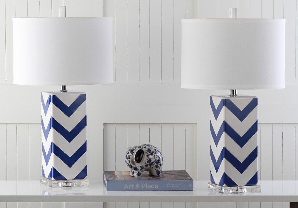 Ensemble de 2 lampes de table en ceramique bleu marine — vue 3