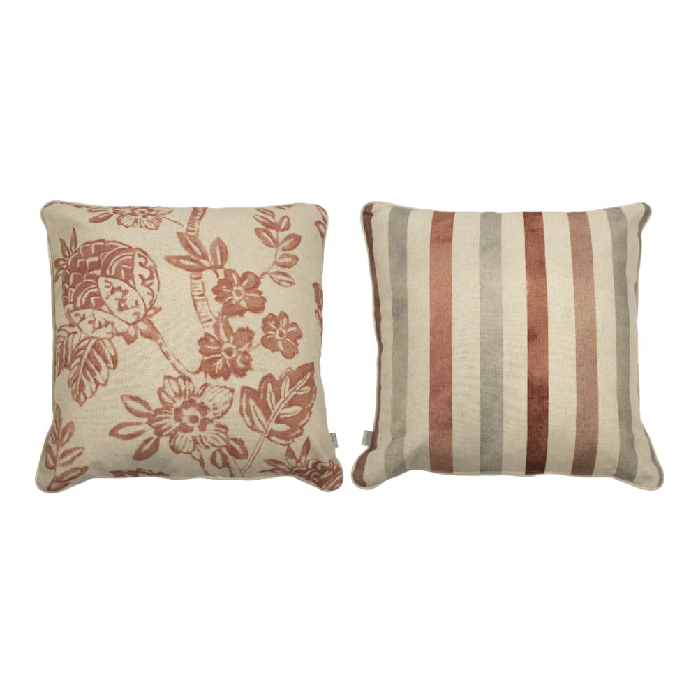 2 Housses de coussins 50x50 cm corail/gris