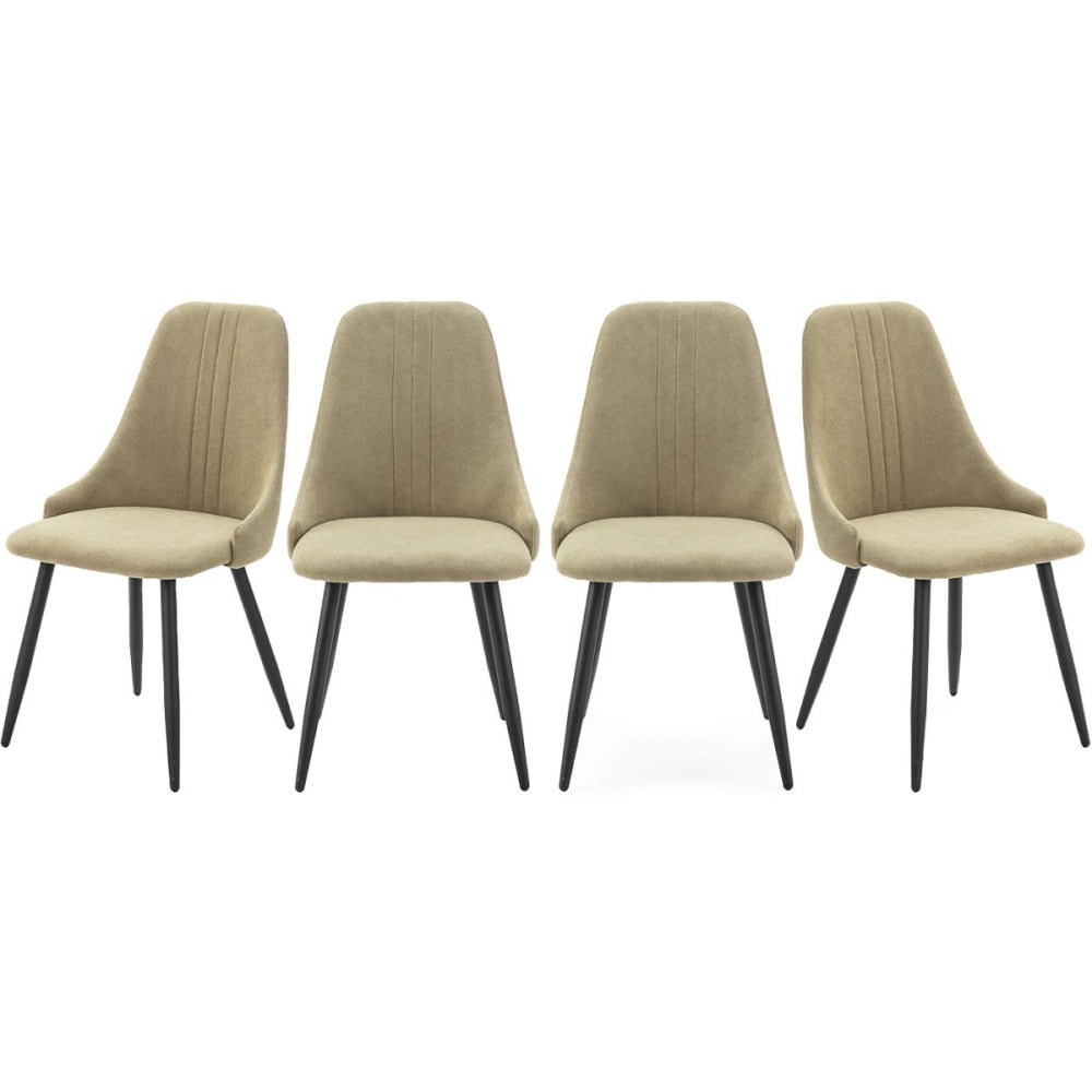 Lot+de+4+chaises+en+tissu+vert