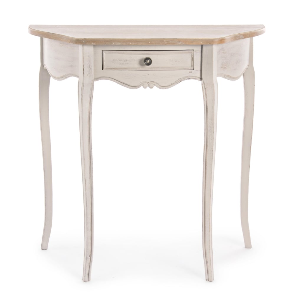 Console demi lune 1 tiroir en bois