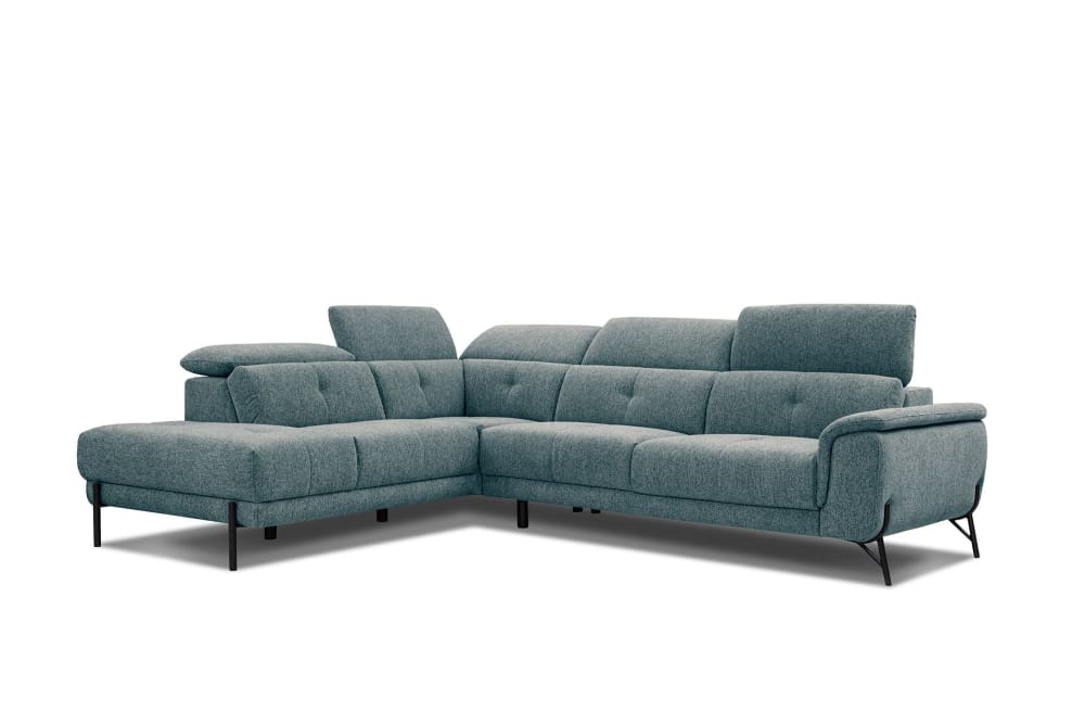 WOZIMO Ecksofa 5-Sitzer mit verstellbare Kopfstützen, blau Blau