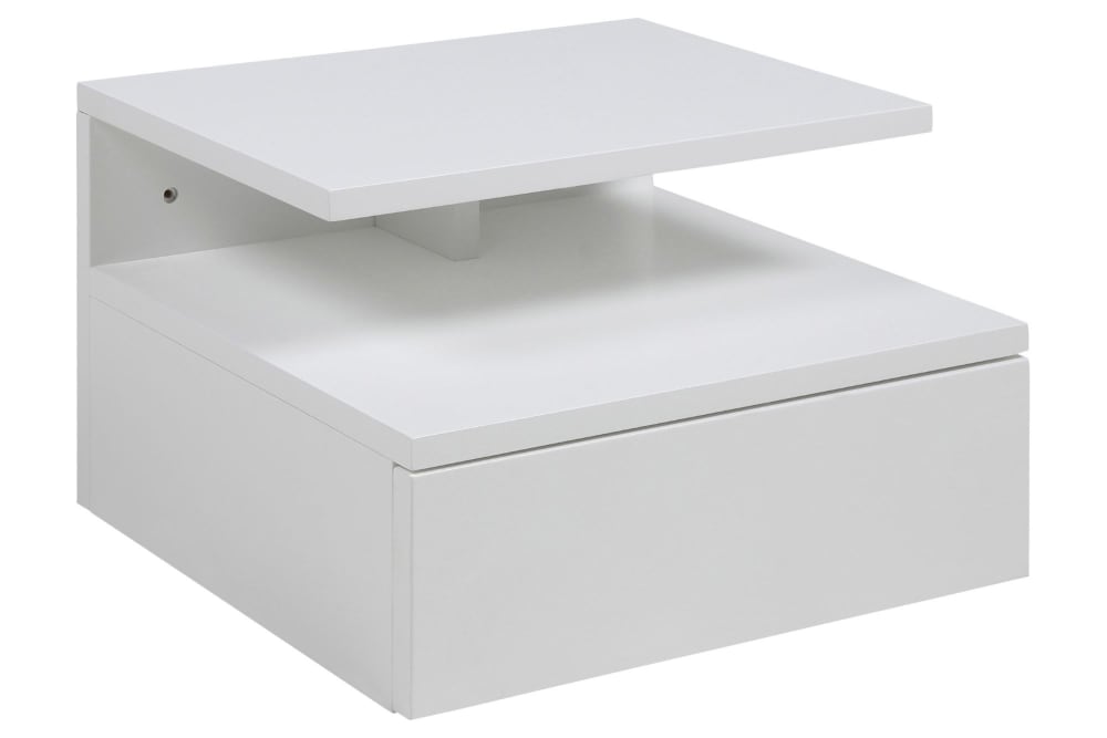 Chevet suspendu en bois 1 tiroir 1 niche blanc