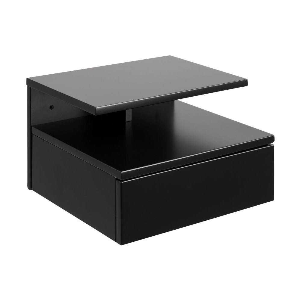 Chevet suspendu en bois 1 tiroir 1 niche noir