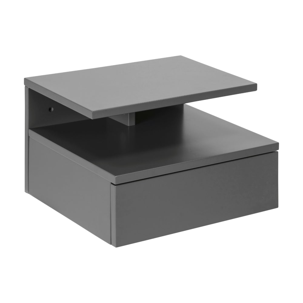 Chevet suspendu en bois 1 tiroir 1 niche gris
