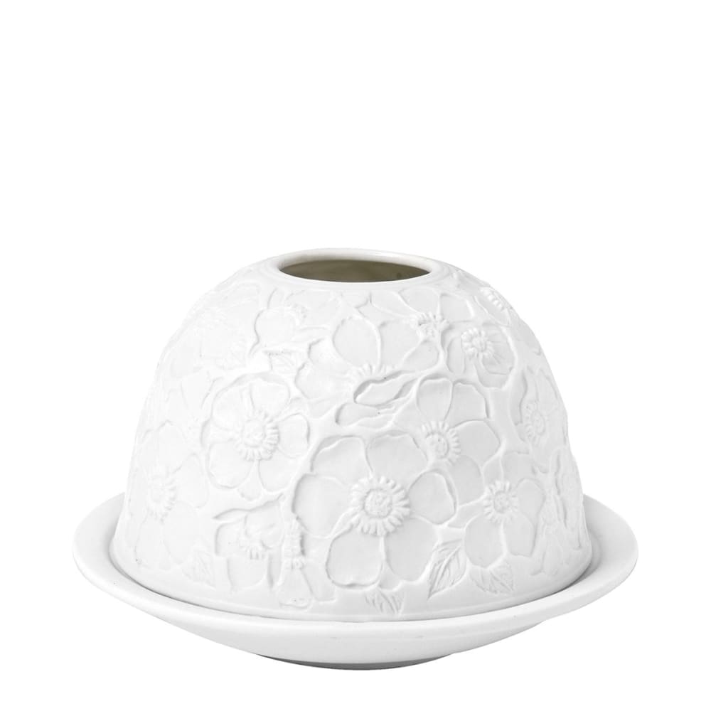 Photophore lithophanie Éclat Floral en biscuit de porcelaine