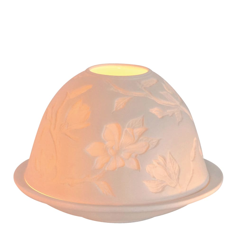 Photophore lithophanie fleurs majestueuses en biscuit de porcelaine — vue 4