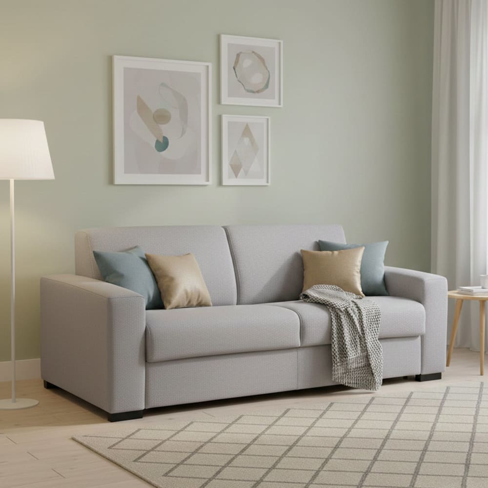 Canapé-lit 2 places en tissu gris 160x95 cm - Maisons du Monde