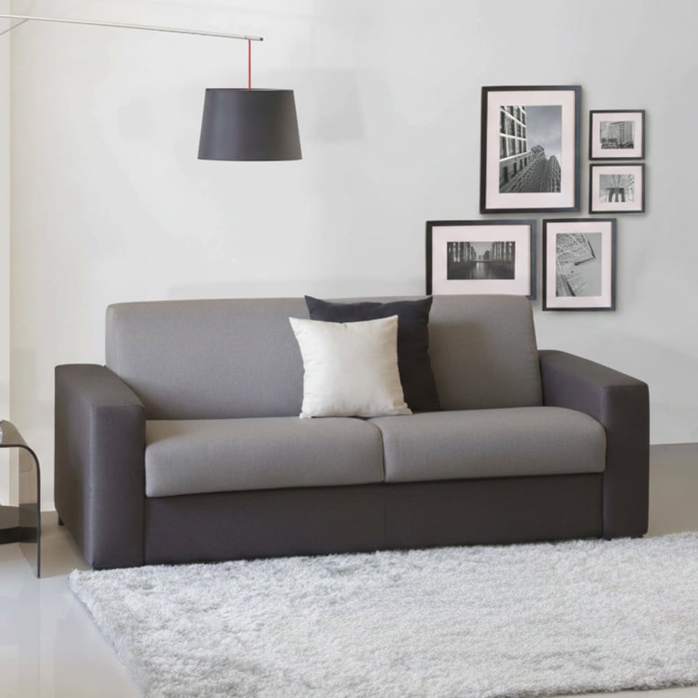 2-Sitzer-Schlafsofa aus grauem, anthrazitfarbenem Stoff - Maisons