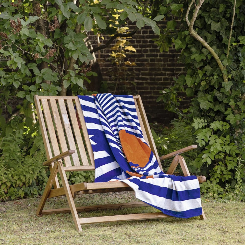 Drap de plage coton bleu foncé 100x170 cm