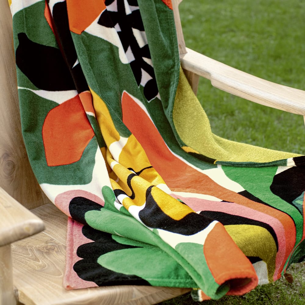 Drap de plage coton vert foncé 100x170 cm