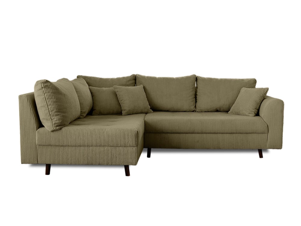 Canapé d'angle convertible 4 places en velours côtelé vert - Maisons du Monde