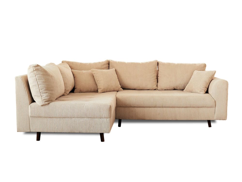 Canapé d'angle 4 places en velours côtelé beige - Maisons du Monde