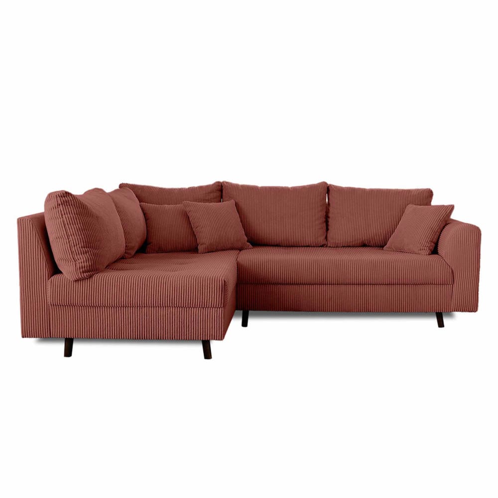 Canapé d'angle gauche convertible 4 places en velours côtelé