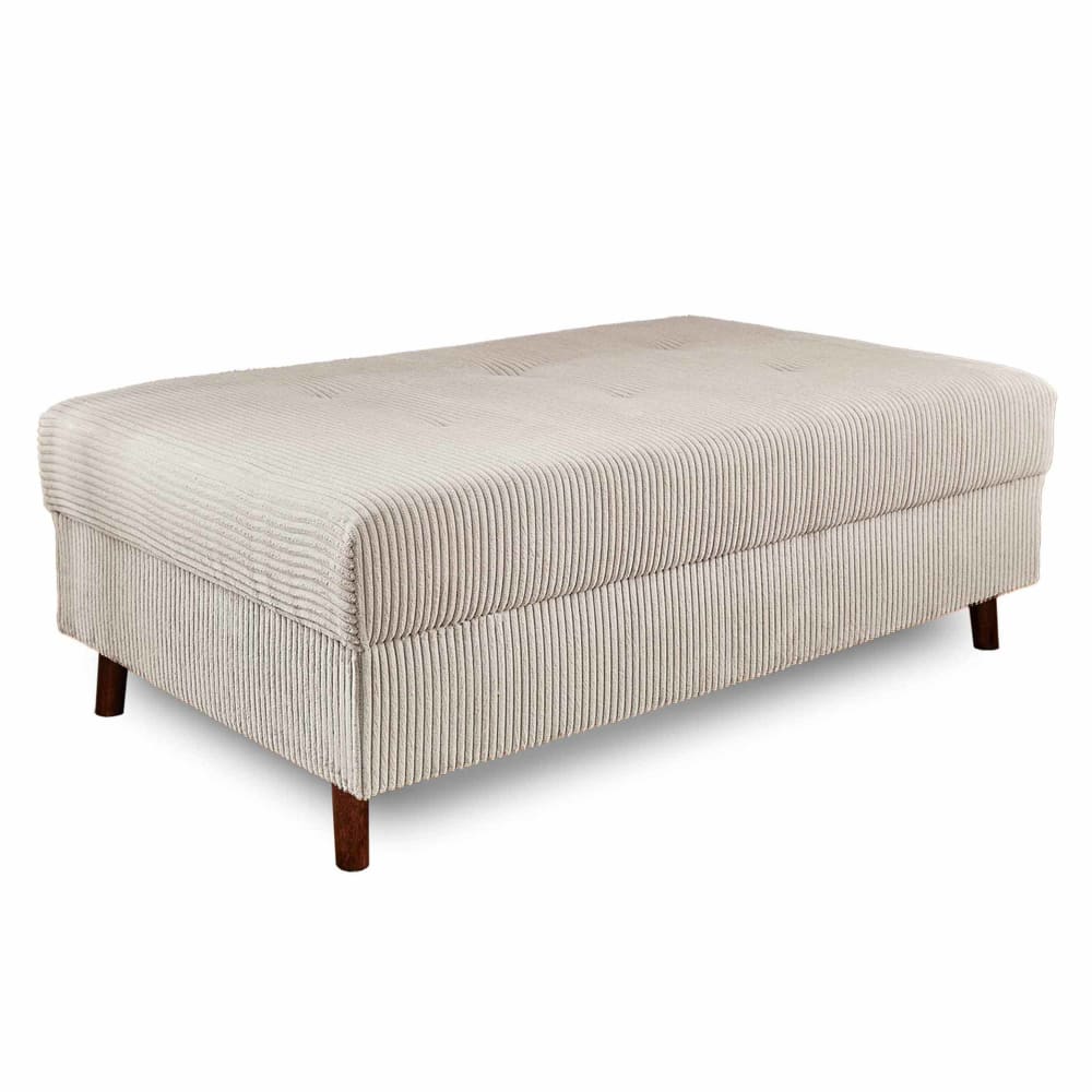 Pouf en velours côtelé gris clair