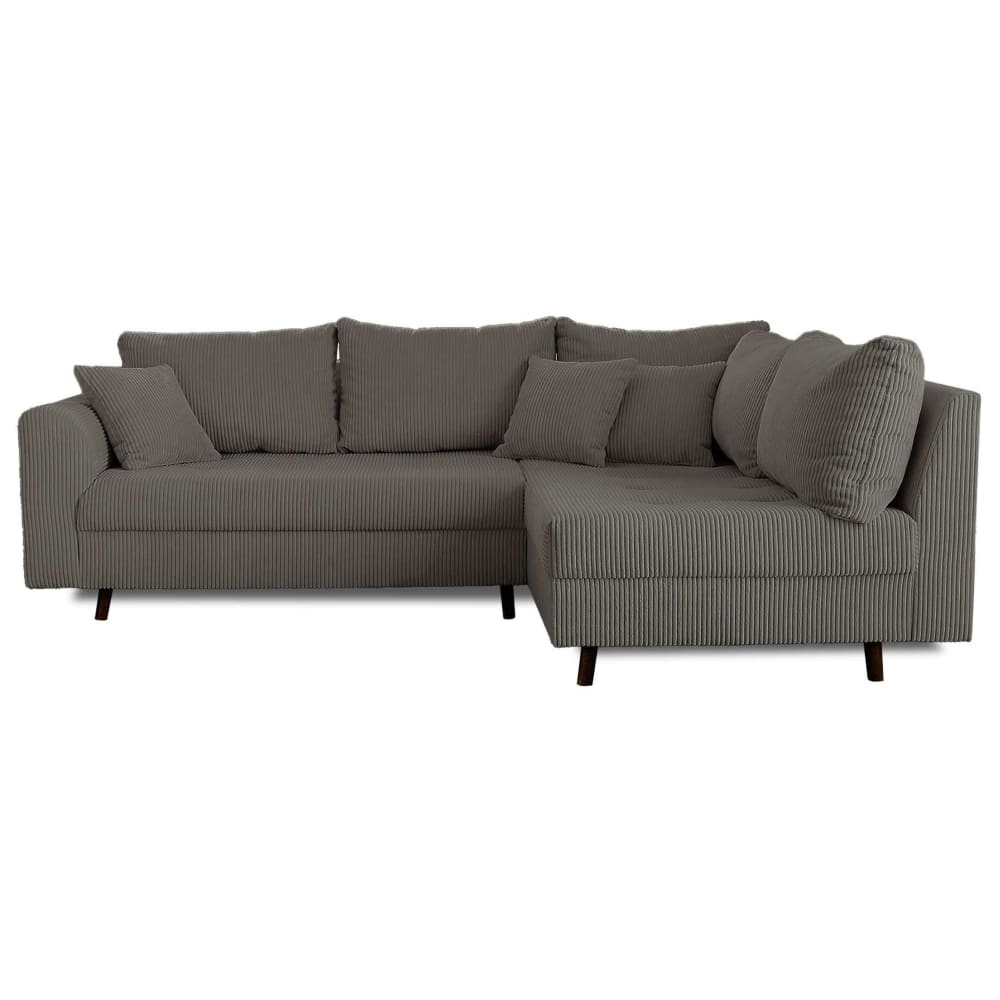 Canapé d'angle 4 places en velours côtelé gris foncé