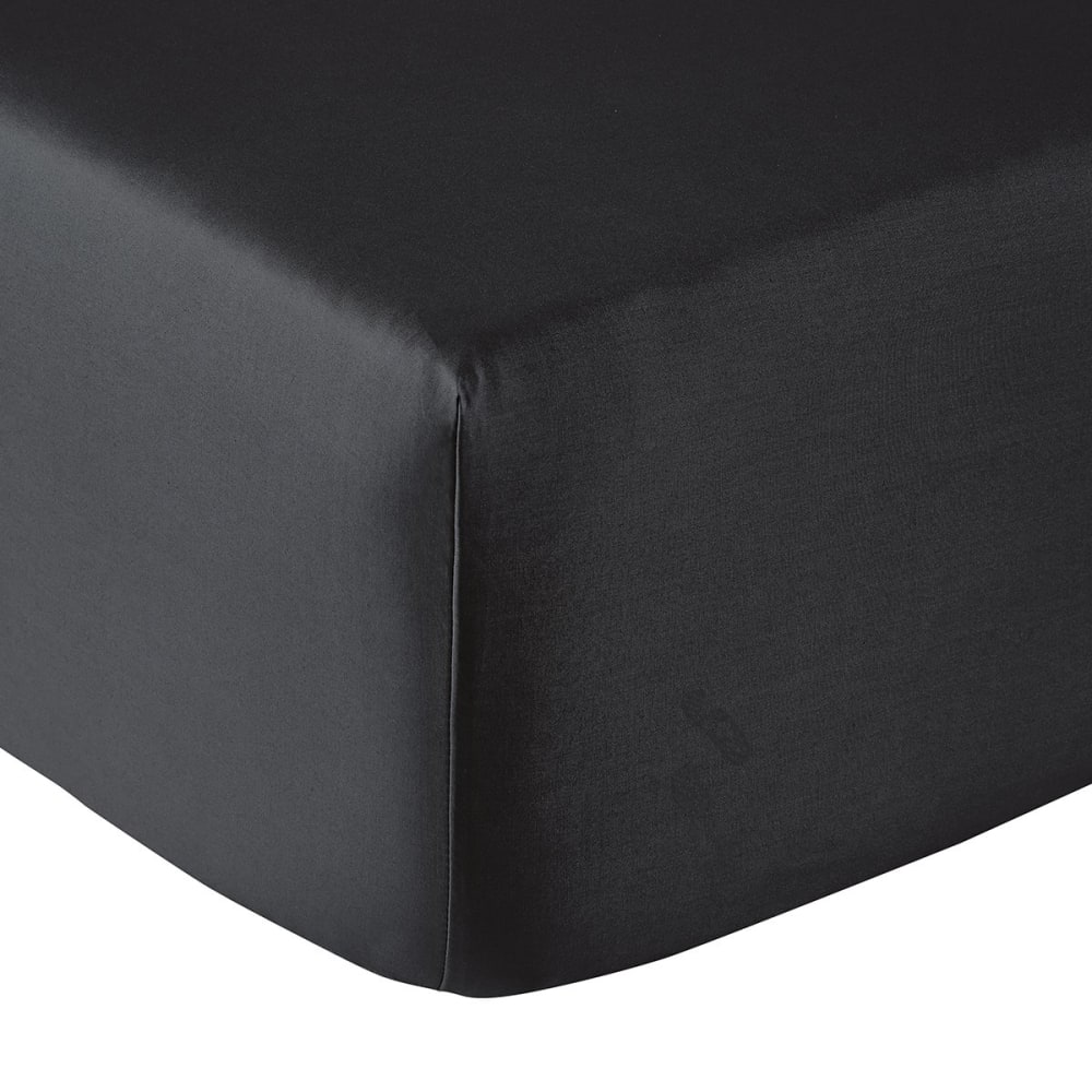 Drap housse percale fusain 160x200 cm — vue 3