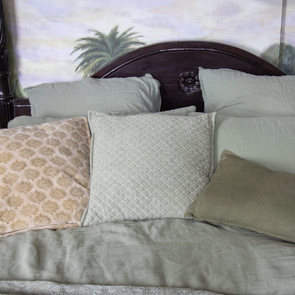 Coussin en coton gaufré vert 45cm — vue 3