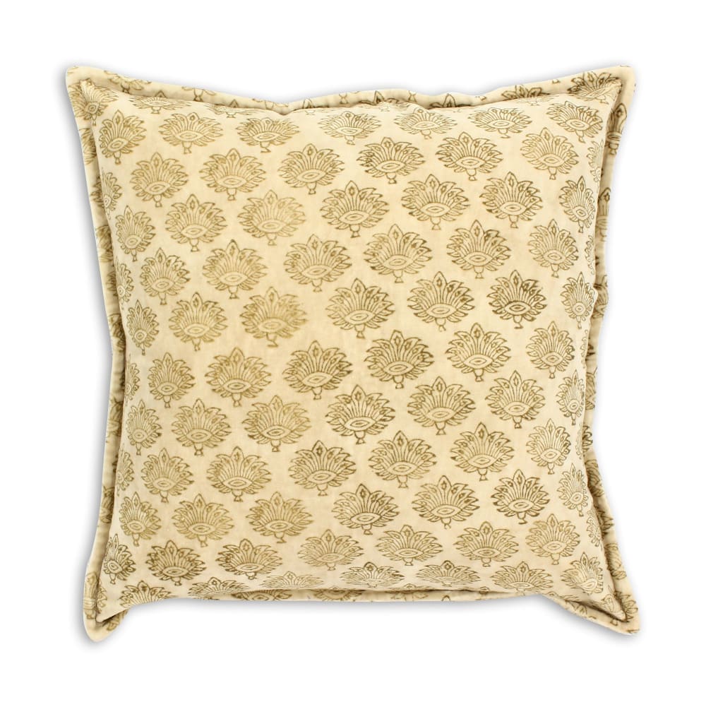 Coussin en velours beige 45cm
