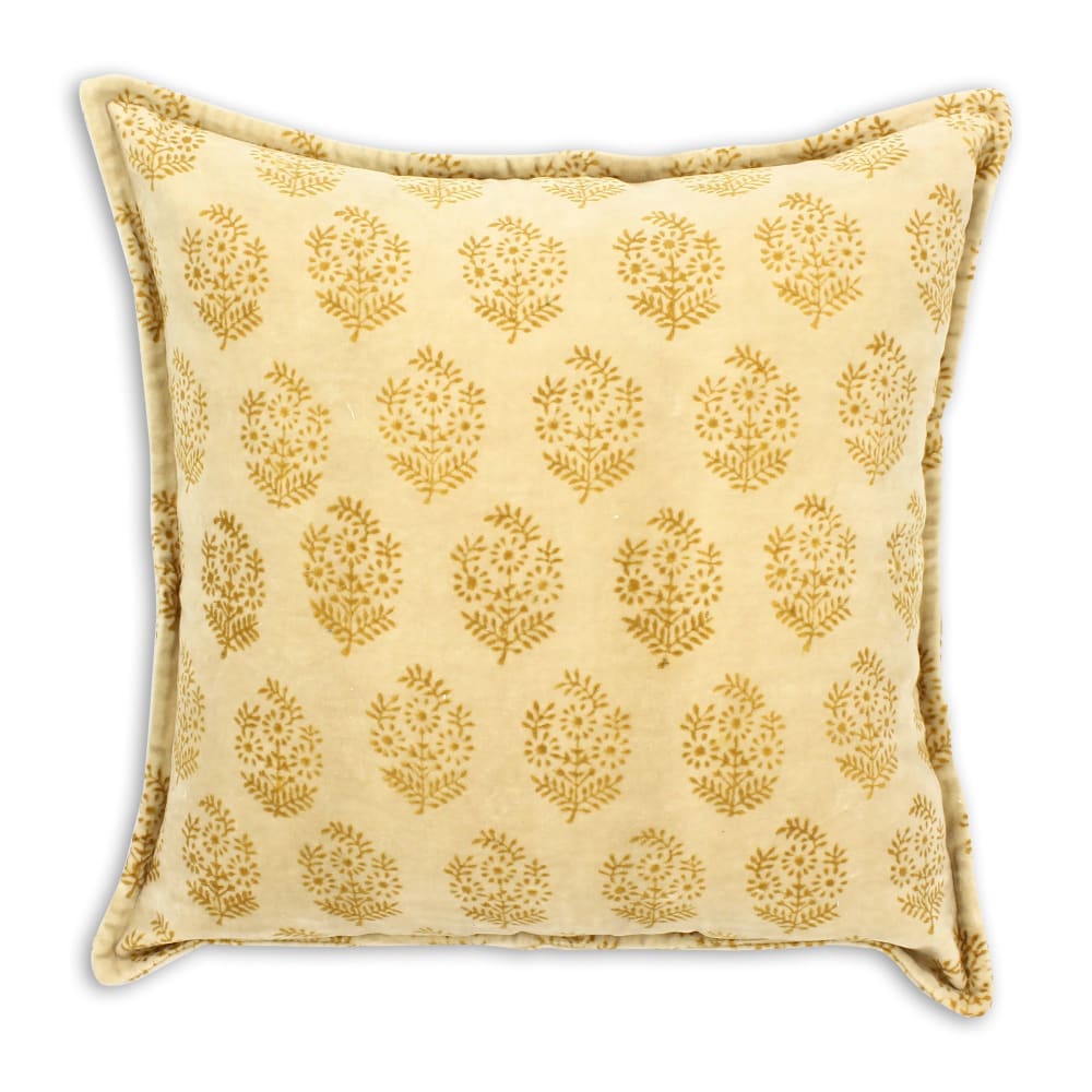 Coussin en velours jaune 45cm
