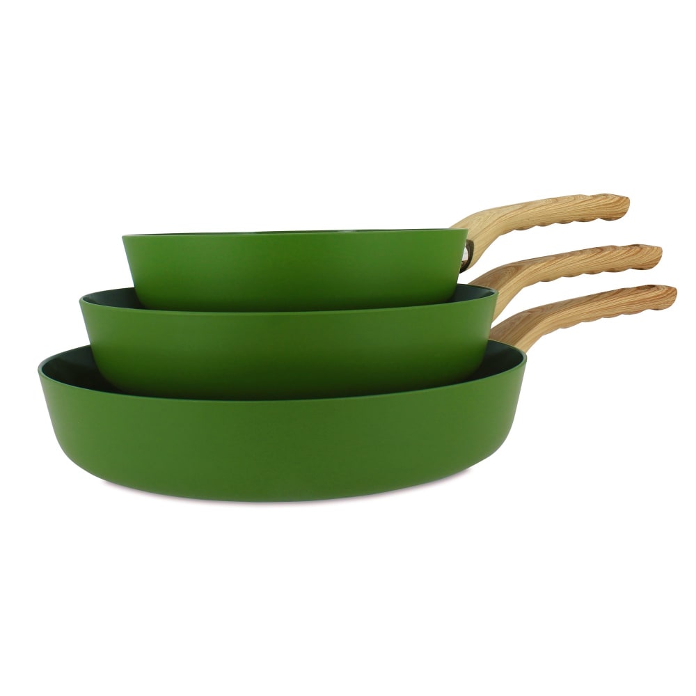 Lot de 3 poêles revêtement céramique olive - tous feux