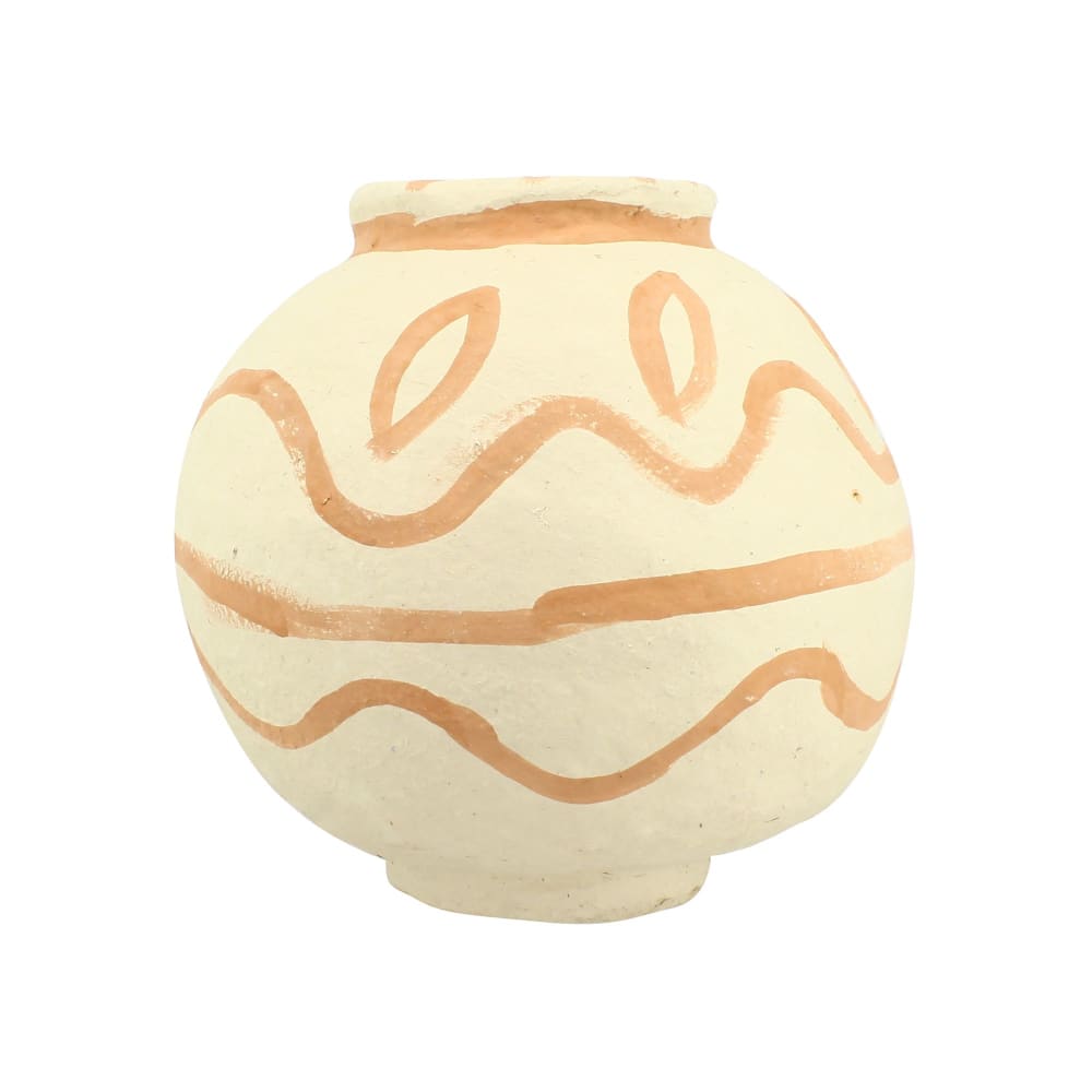 Vase boule en papier maché écru et terracotta