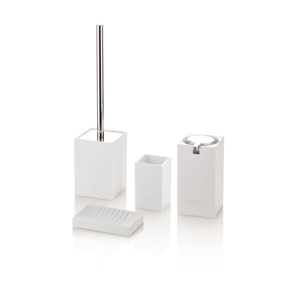Set d'accessoires de salle de bain 4 pièces en résine blanche
