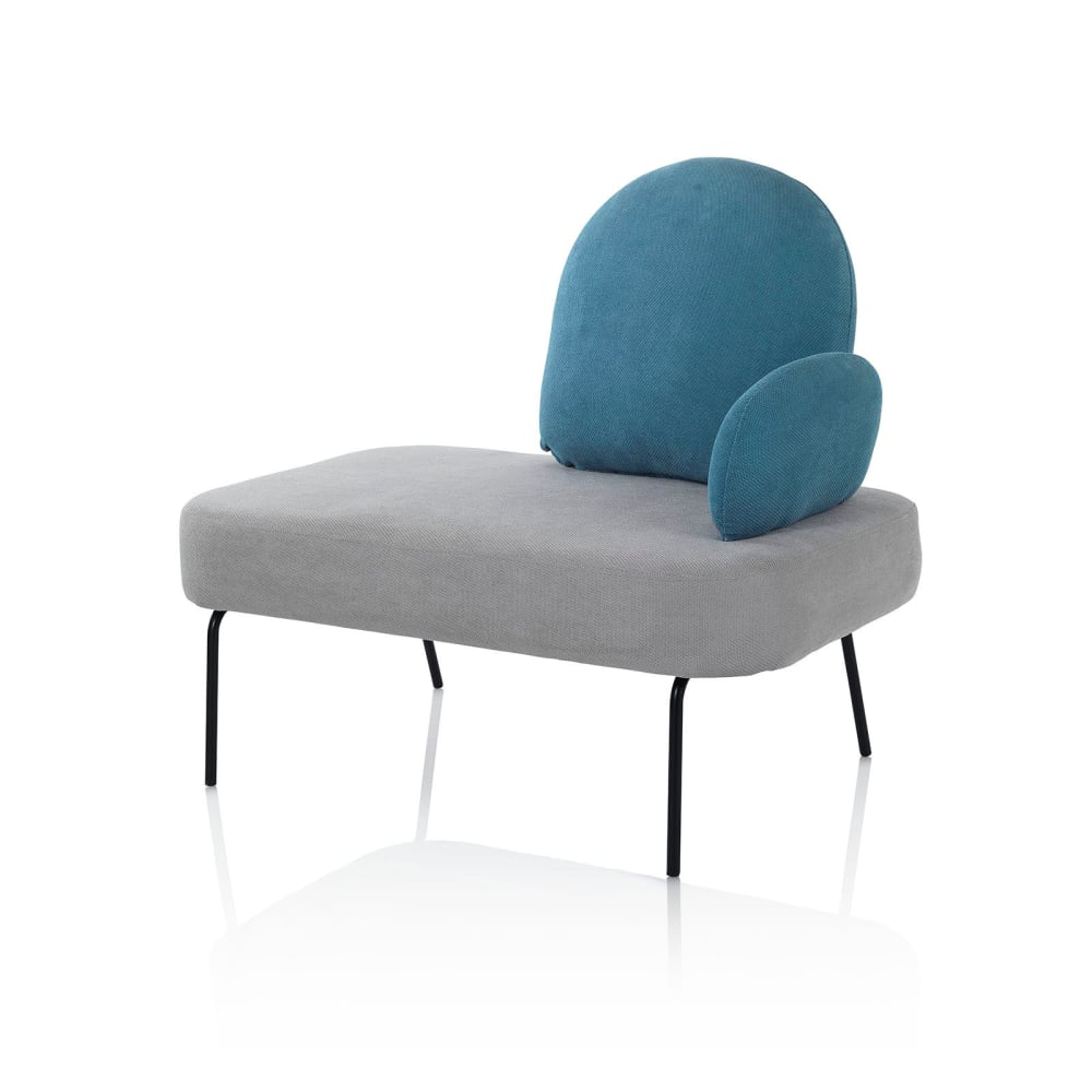 AQA DESIGN Banc en métal et tissu gris et bleu clair Gris Tissu - 110x94x69cm