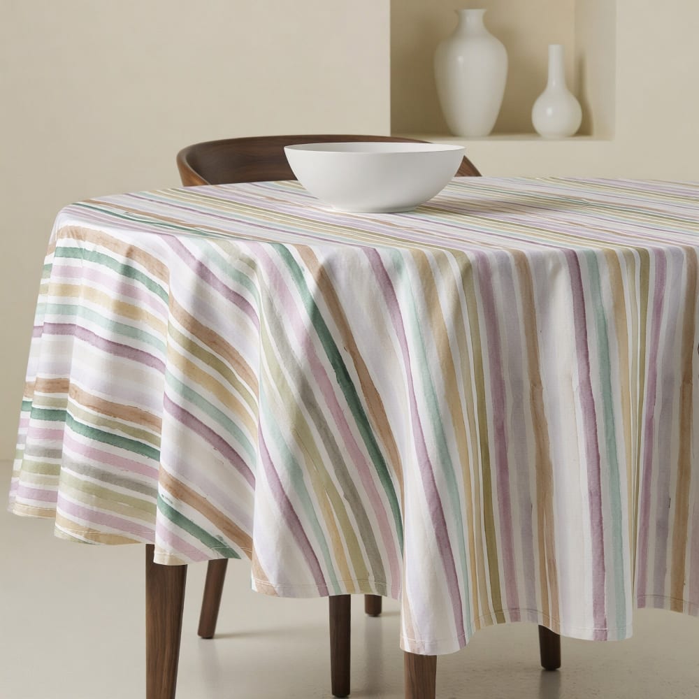 Nappe ronde anti-taches en coton Multicolore Diámetro 100