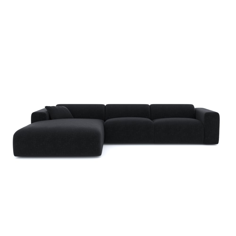 Sia Home Canapé grand angle gauche 5 places en velours texturé anthracite foncé style contemporain Gris