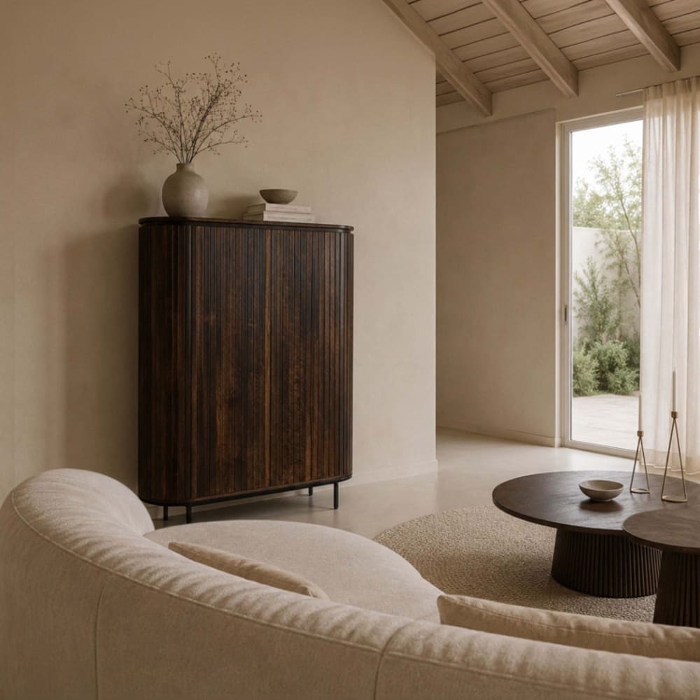 Buffet haut 115 cm en bois massif brun - Maisons du Monde