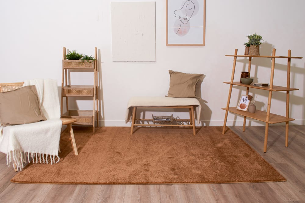 Tapis uni à poils ras - marron - 120x160 cm — vue 3