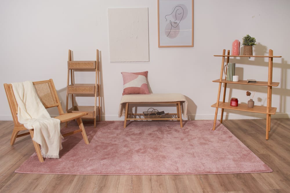 Tapis uni à poils ras - rose - 80x150 cm — vue 3