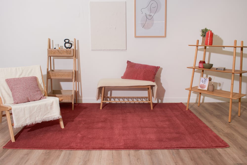 Tapis uni à poils ras - rouge - 120x160 cm — vue 3