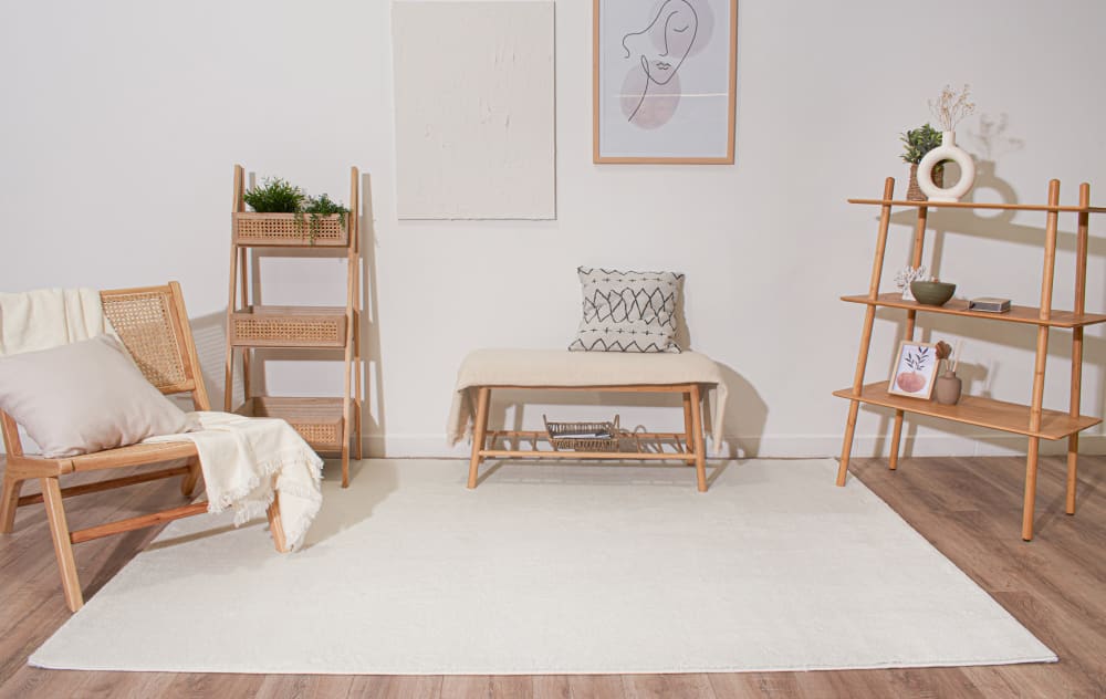 Tapis uni à poils ras - crème - 120x160 cm — vue 3