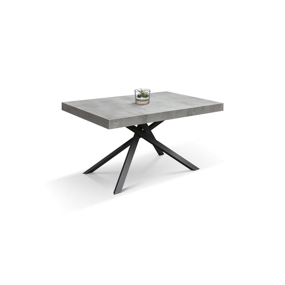 Table extensible gris ciment avec piètement anthracite 160x90-240x90