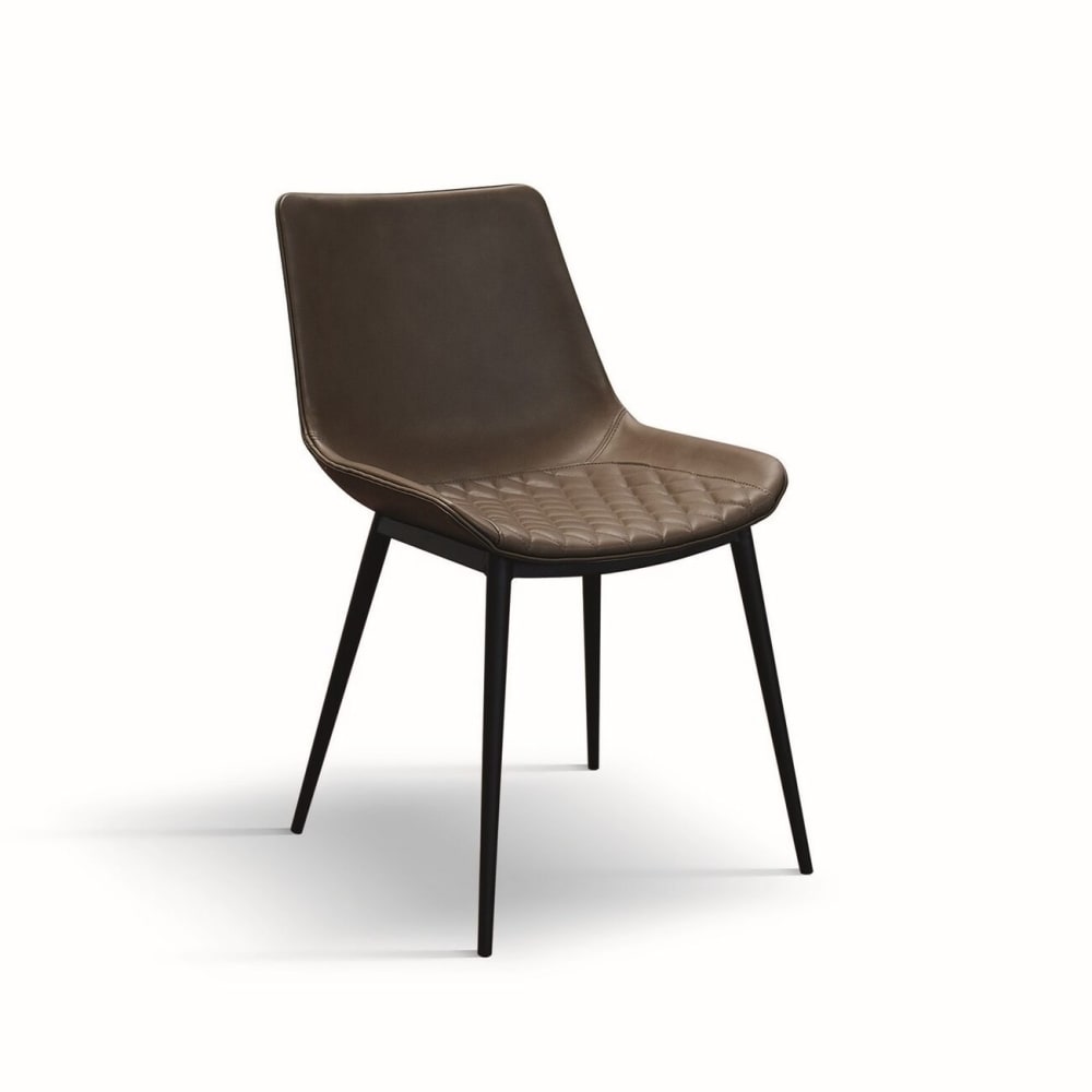 Ensemble de chaises en éco-cuir matelassé marron - Lot de 4 Chaises