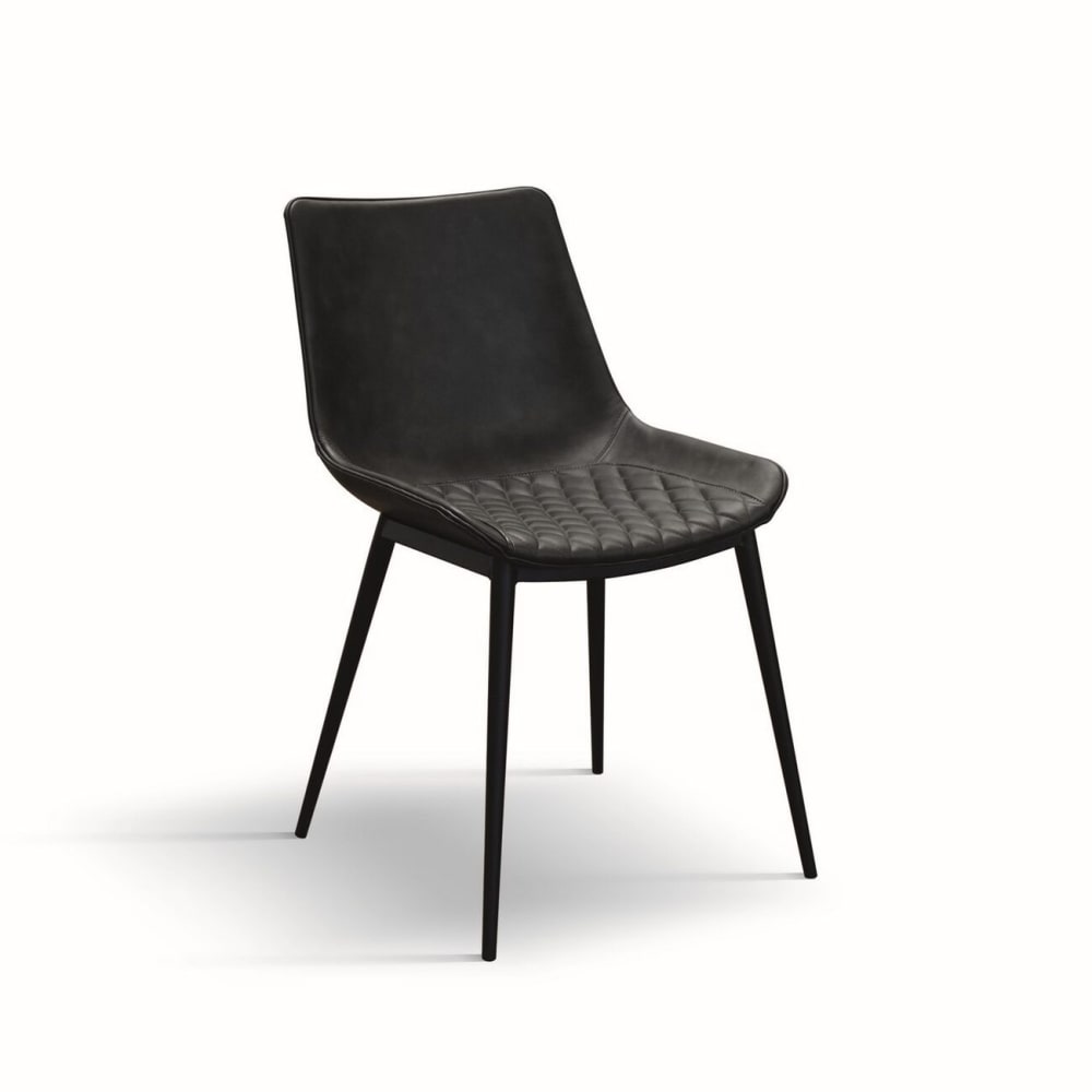 Chaises en simili-cuir matelassé anthracite - Lot de 2 Chaises