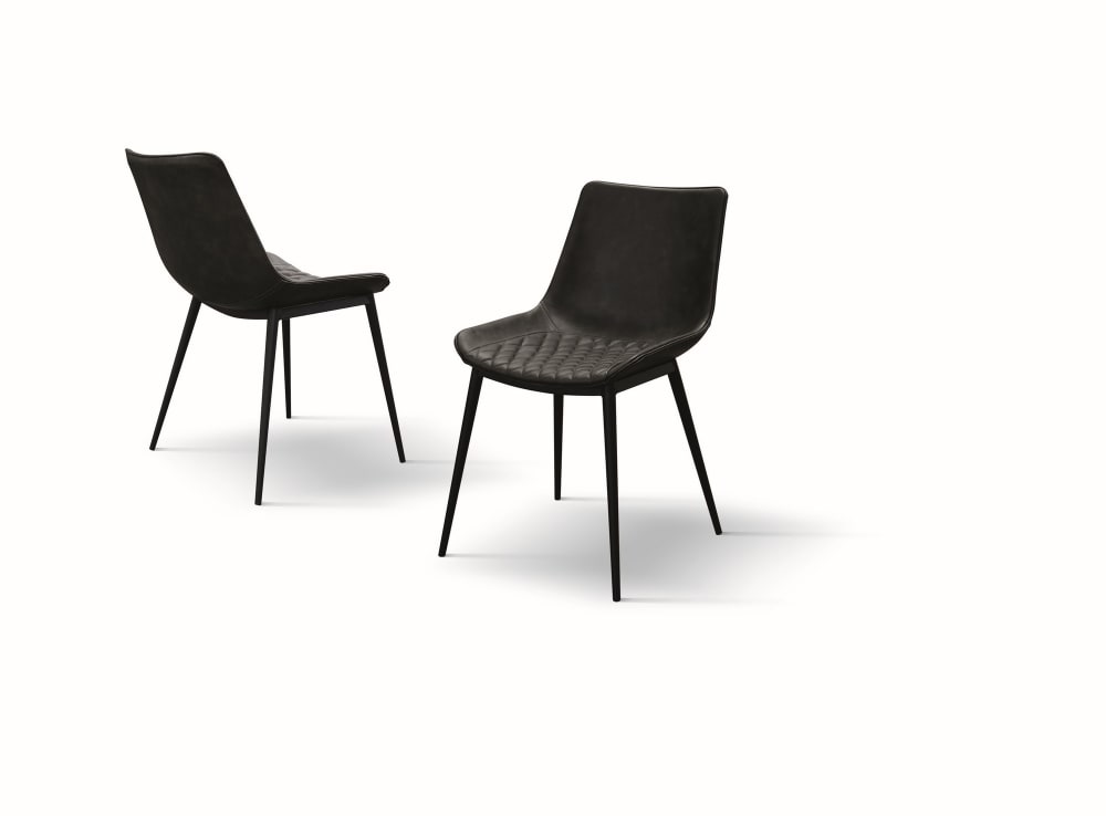 Chaises en simili-cuir matelassé anthracite - Lot de 2 Chaises