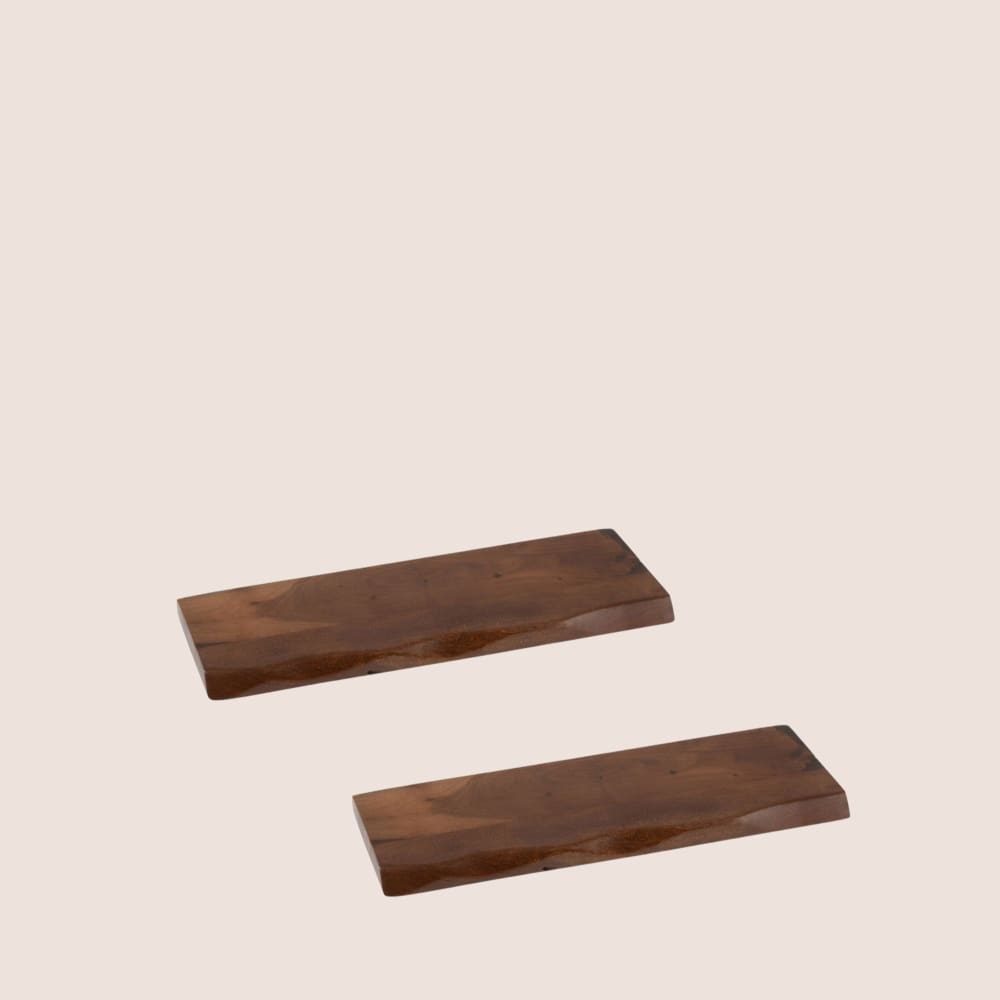 lot de 2 etagère murale rectangulaire en bois d'acacia l70