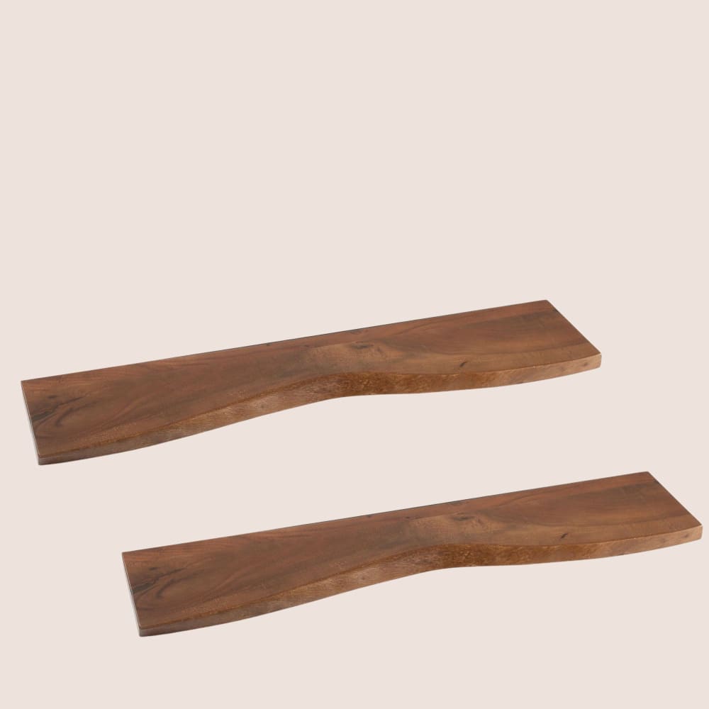 lot de 2 etagère murale rectangulaire en bois d'acacia l115