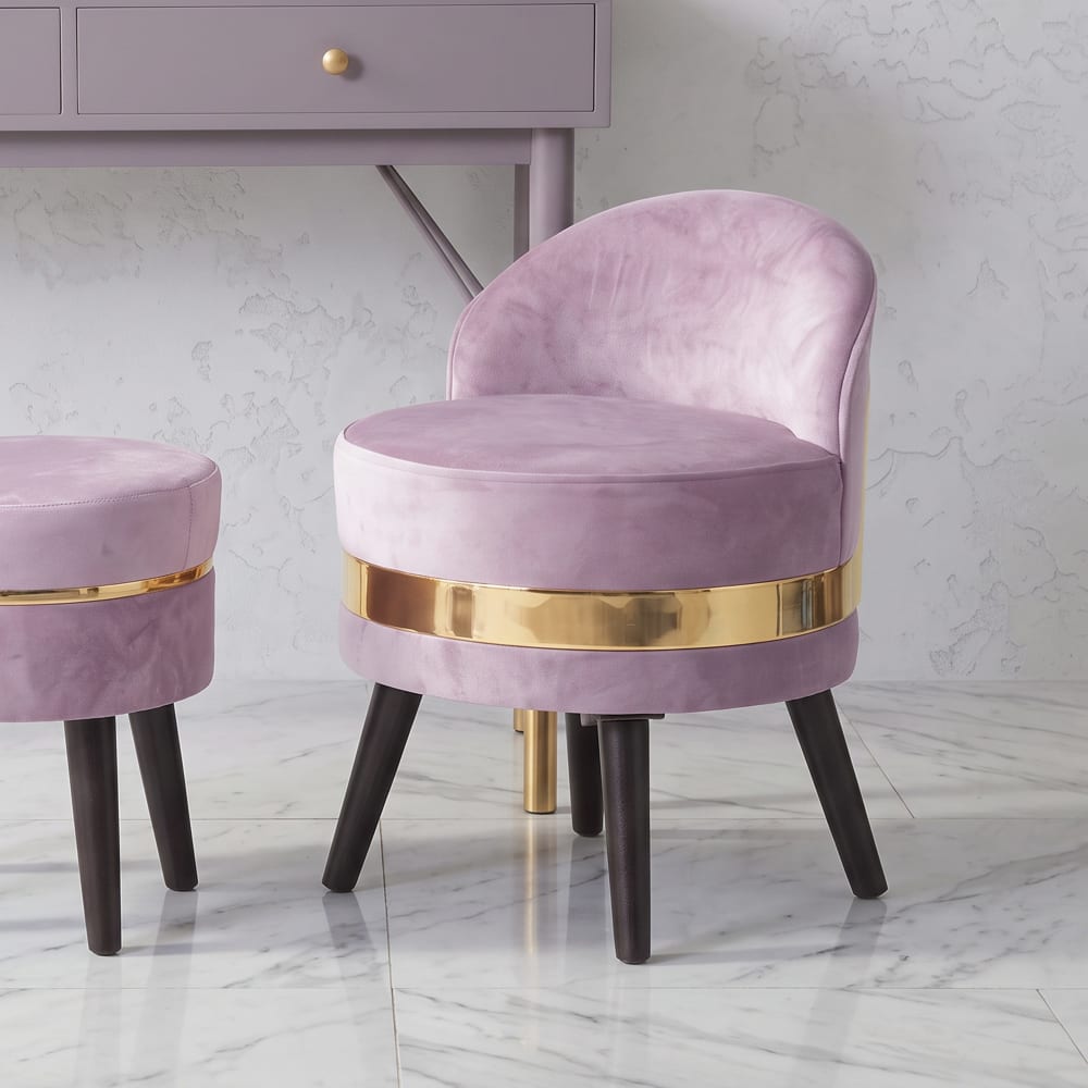 Mauro Ferretti Mini-Stuhl mit rosa Stoffrückenlehne Ø 45x62 cm style classic chic - Samt
