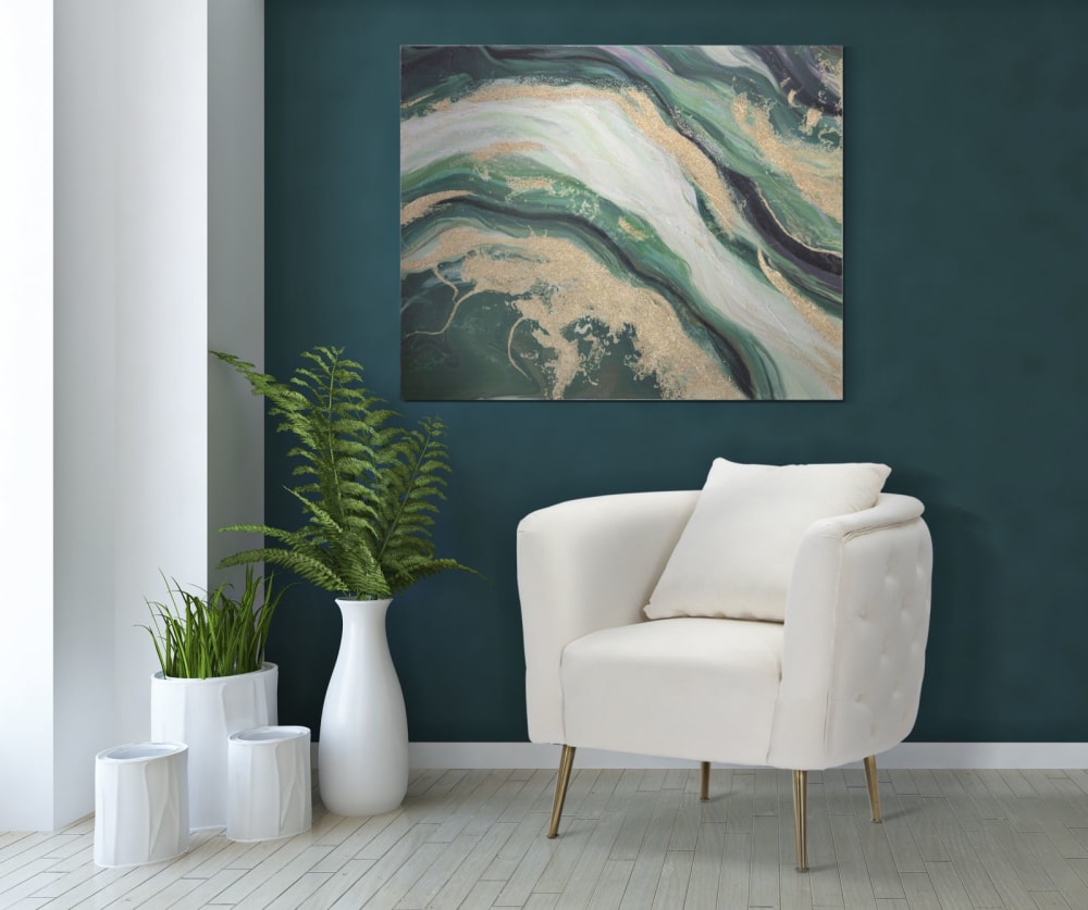 Fauteuil en tissu beige avec pieds dorés 76x74x71  cm