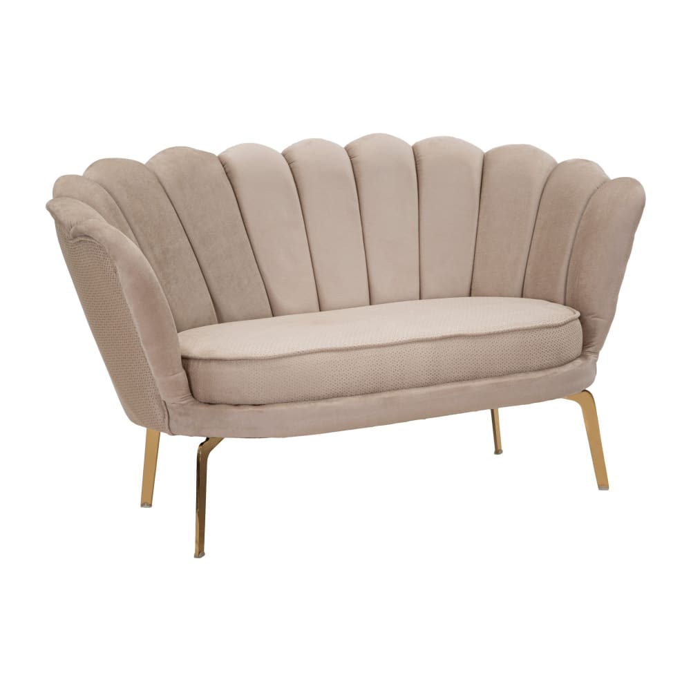Canapé en tissu beige avec pattes dorées 136x76x78 cm